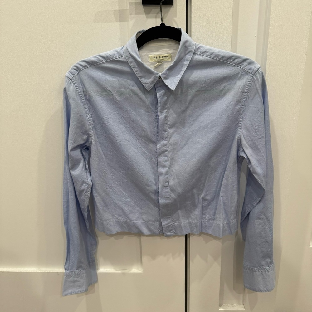 Rag & Bone Cropped Button Down Top